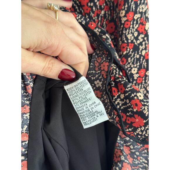 MIKAEL AGHAL Red Black Long Sleeve Mini Dress Size 2 - Picture 5 of 7